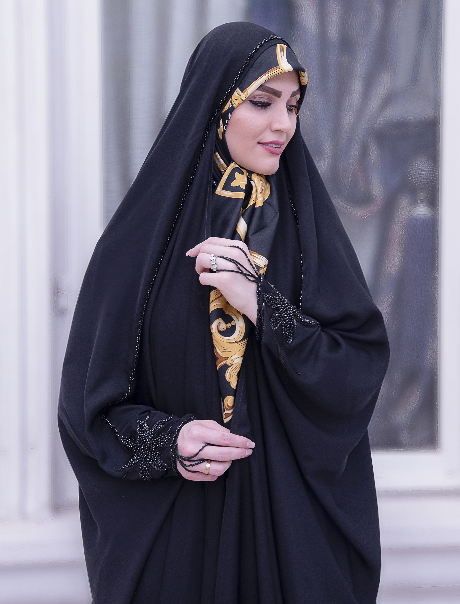 چادر عربی جواهردوزی مدل ستاره مچ